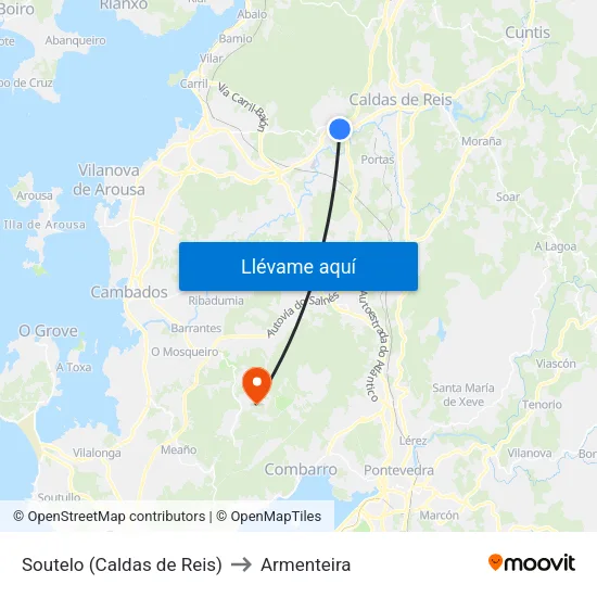 Soutelo (Caldas de Reis) to Armenteira map