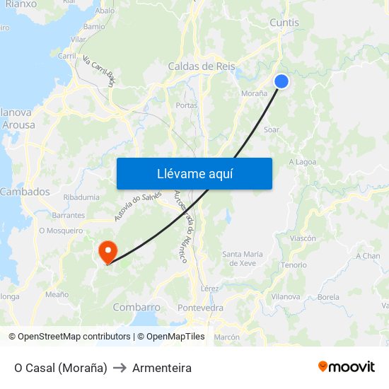 O Casal (Moraña) to Armenteira map