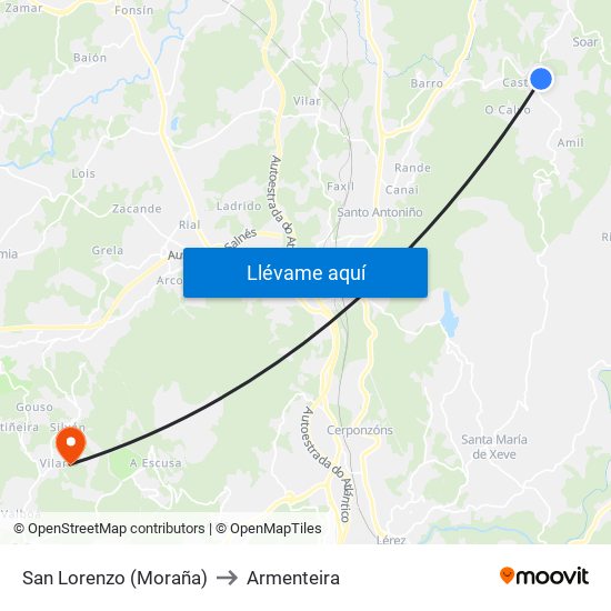San Lorenzo (Moraña) to Armenteira map