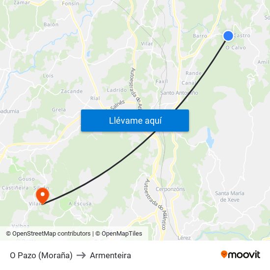O Pazo (Moraña) to Armenteira map