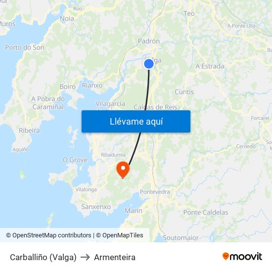 Carballiño (Valga) to Armenteira map