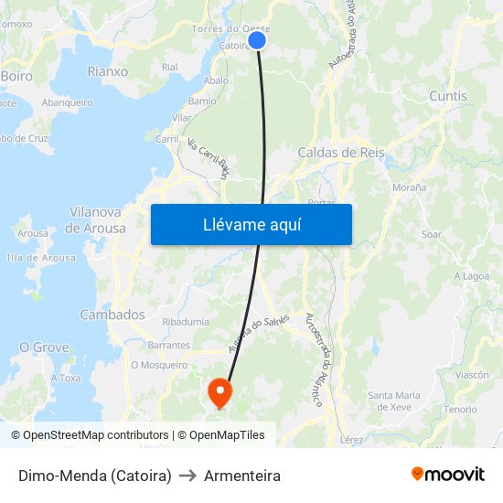 Dimo-Menda (Catoira) to Armenteira map