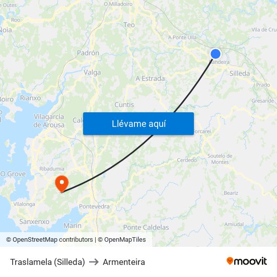 Traslamela (Silleda) to Armenteira map