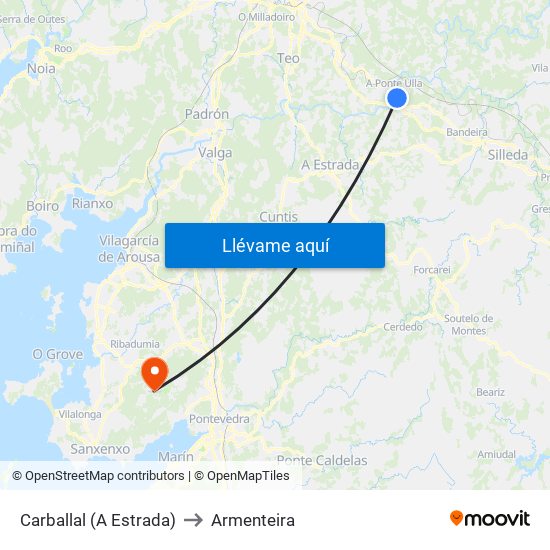 Carballal (A Estrada) to Armenteira map