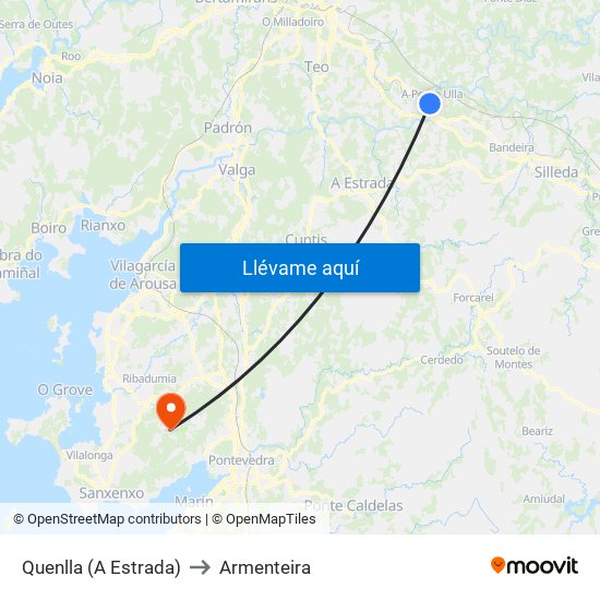 Quenlla (A Estrada) to Armenteira map