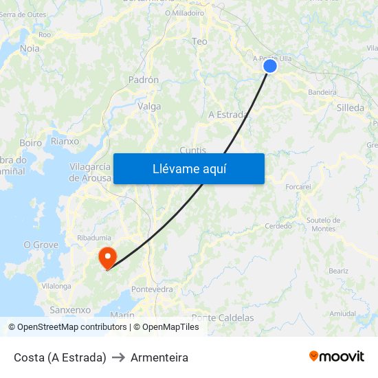 Costa (A Estrada) to Armenteira map