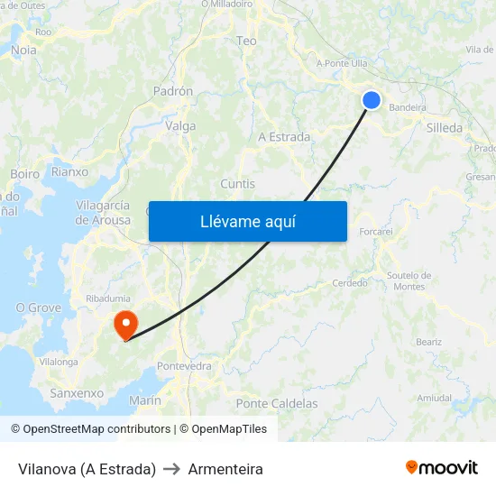 Vilanova (A Estrada) to Armenteira map