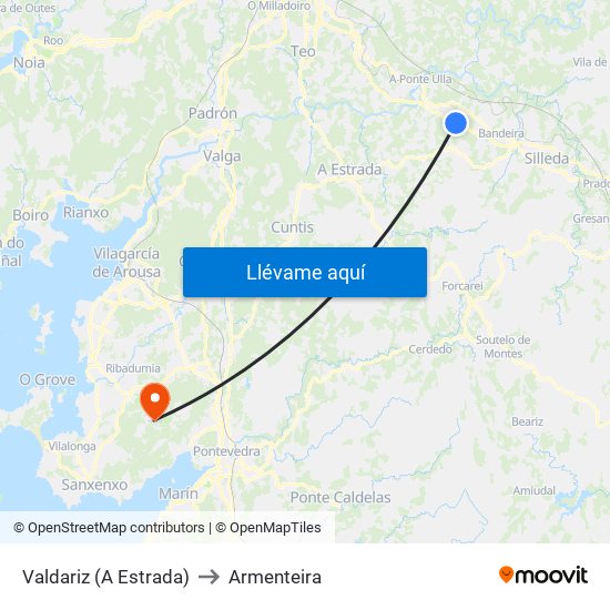 Valdariz (A Estrada) to Armenteira map