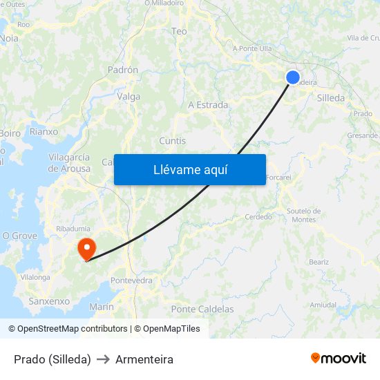 Prado (Silleda) to Armenteira map