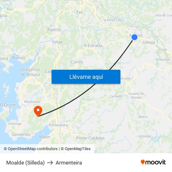 Moalde (Silleda) to Armenteira map
