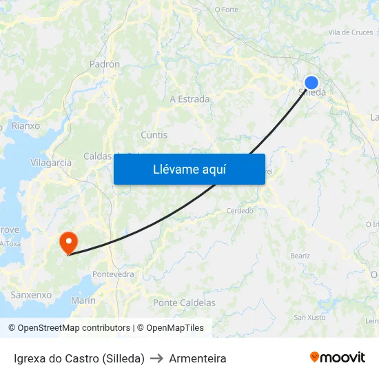 Igrexa do Castro (Silleda) to Armenteira map