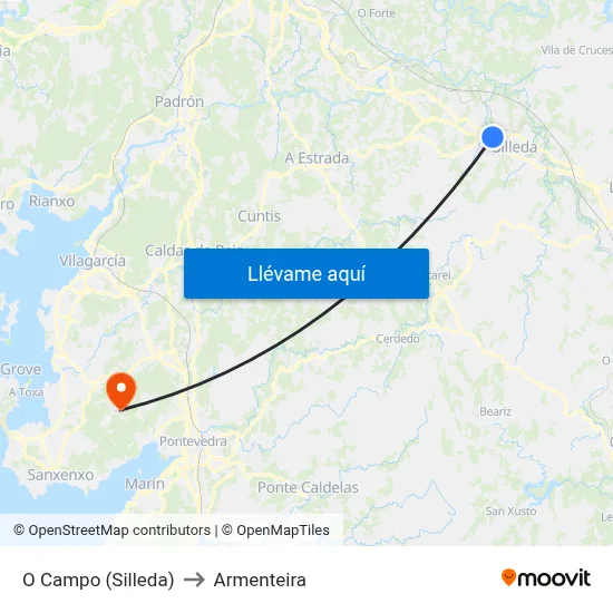 O Campo (Silleda) to Armenteira map