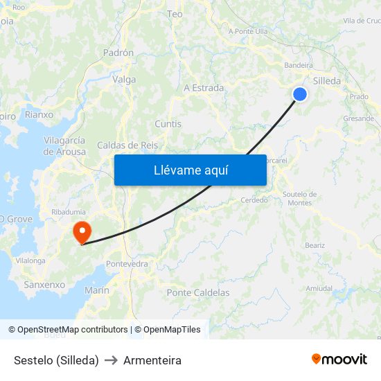 Sestelo (Silleda) to Armenteira map