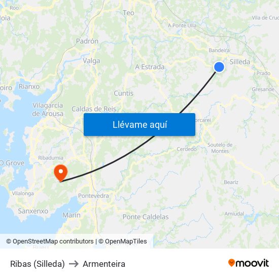 Ribas (Silleda) to Armenteira map