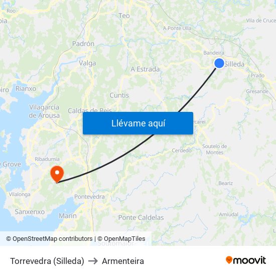Torrevedra (Silleda) to Armenteira map