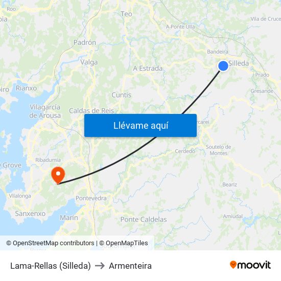 Lama-Rellas (Silleda) to Armenteira map