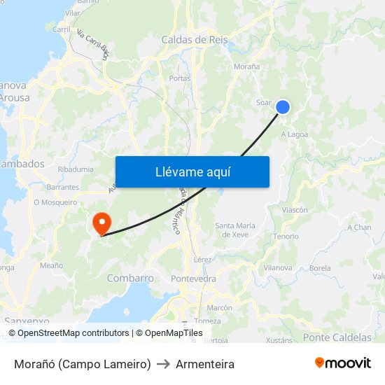 Morañó (Campo Lameiro) to Armenteira map