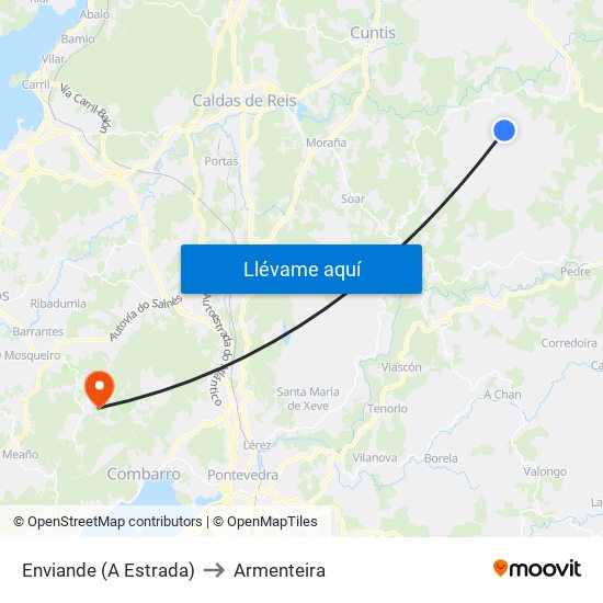 Enviande (A Estrada) to Armenteira map