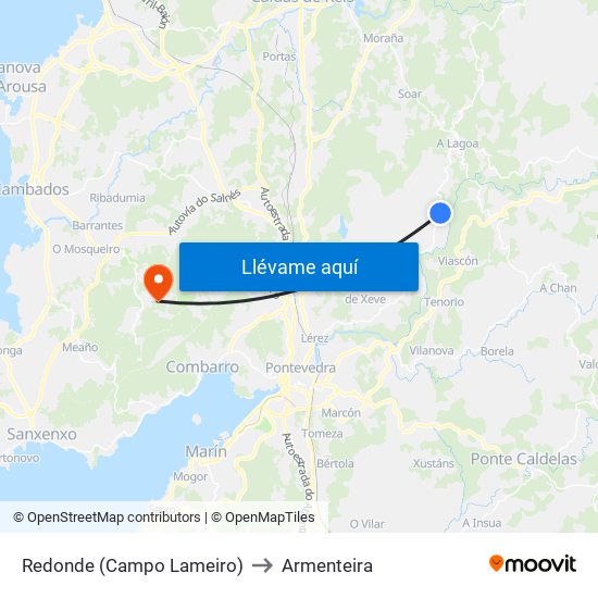 Redonde (Campo Lameiro) to Armenteira map