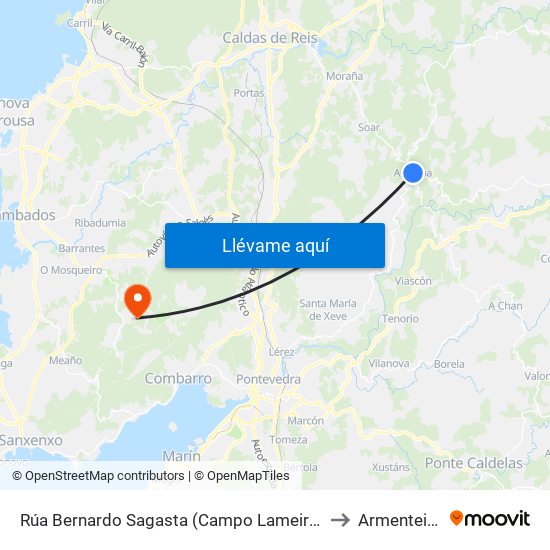 Rúa Bernardo Sagasta (Campo Lameiro) to Armenteira map