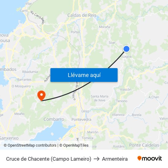 Cruce de Chacente (Campo Lameiro) to Armenteira map