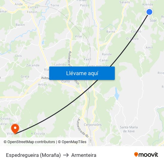 Espedregueira (Moraña) to Armenteira map