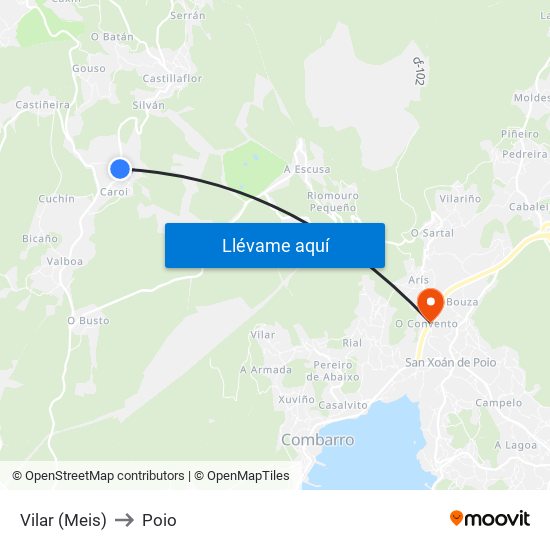 Vilar (Meis) to Poio map