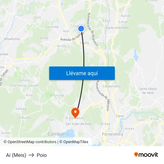 Ai (Meis) to Poio map