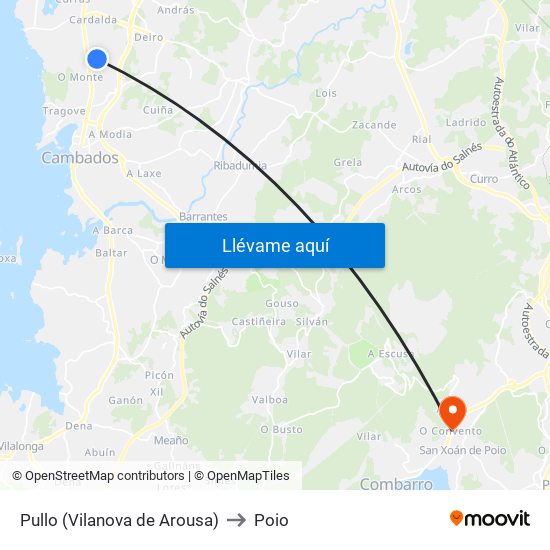 Pullo (Vilanova de Arousa) to Poio map