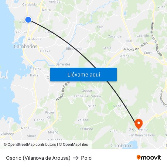 Osorio (Vilanova de Arousa) to Poio map