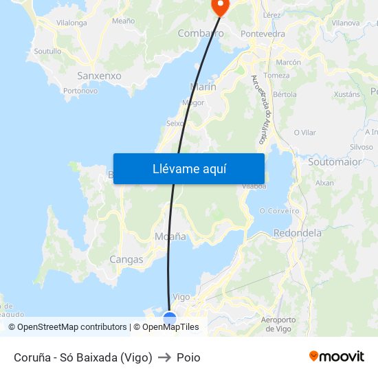 Coruña - Só Baixada (Vigo) to Poio map