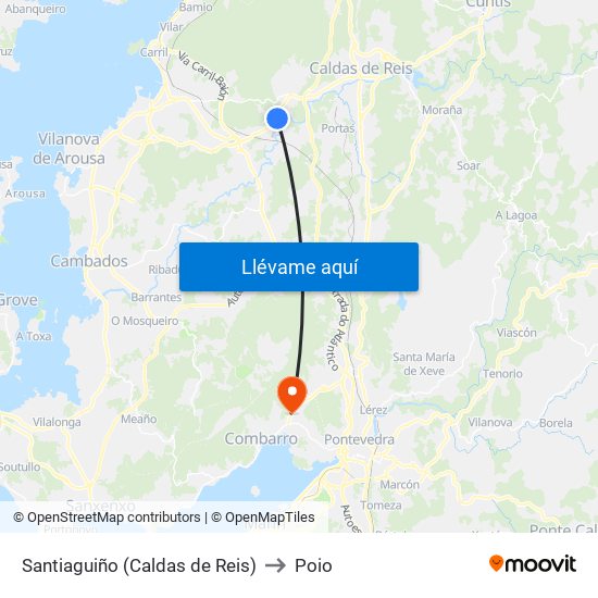 Santiaguiño (Caldas de Reis) to Poio map