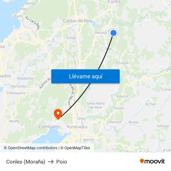 Conles (Moraña) to Poio map