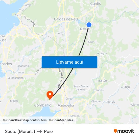 Souto (Moraña) to Poio map