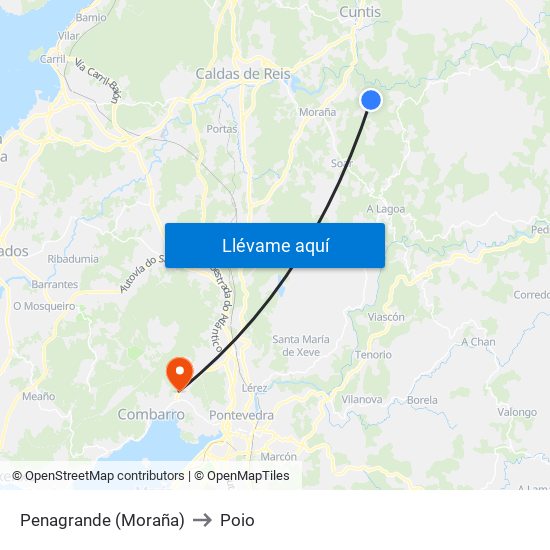 Penagrande (Moraña) to Poio map