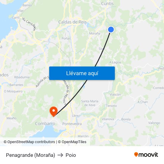 Penagrande (Moraña) to Poio map