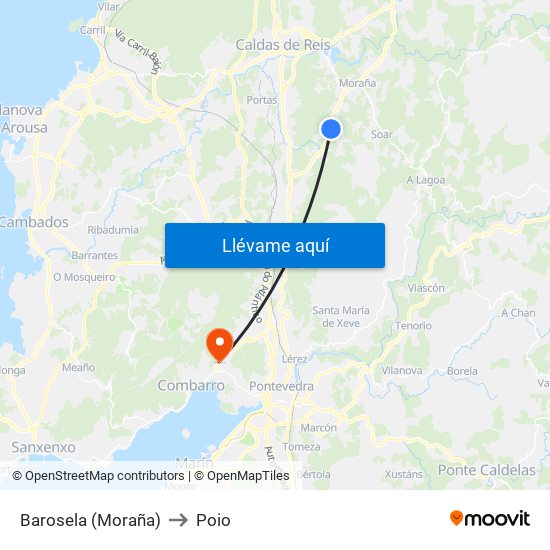 Barosela (Moraña) to Poio map