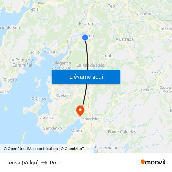 Teusa (Valga) to Poio map