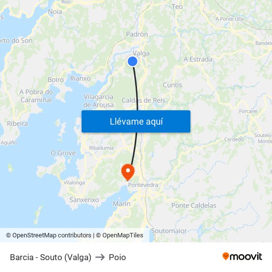 Barcia - Souto (Valga) to Poio map