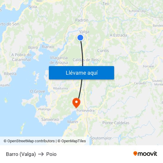 Barro (Valga) to Poio map