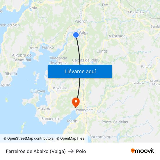 Ferreirós de Abaixo (Valga) to Poio map