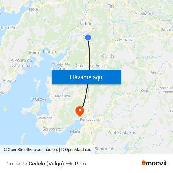 Cruce de Cedelo (Valga) to Poio map