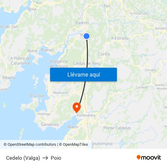 Cedelo (Valga) to Poio map