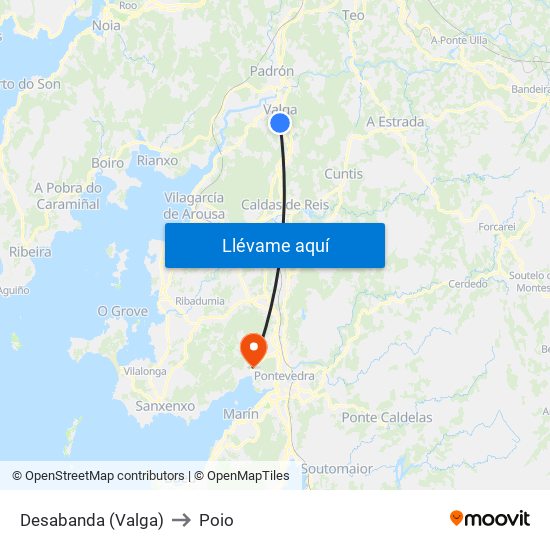 Desabanda (Valga) to Poio map