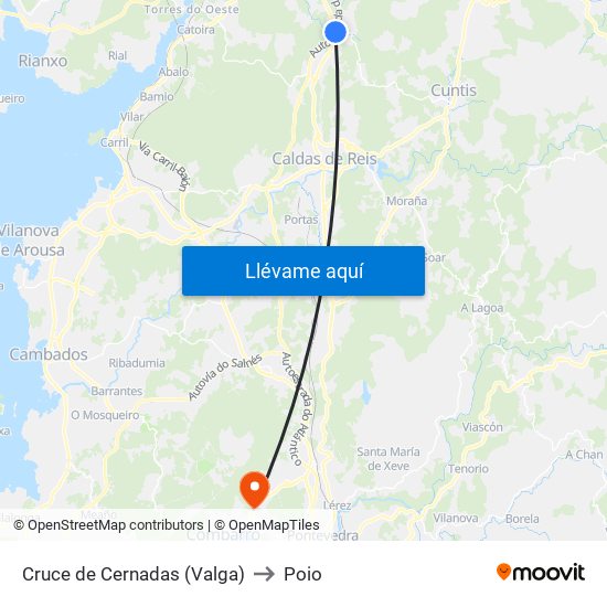 Cruce de Cernadas (Valga) to Poio map