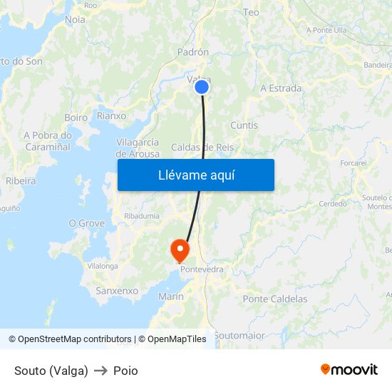 Souto (Valga) to Poio map