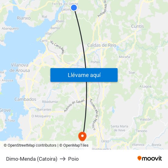 Dimo-Menda (Catoira) to Poio map