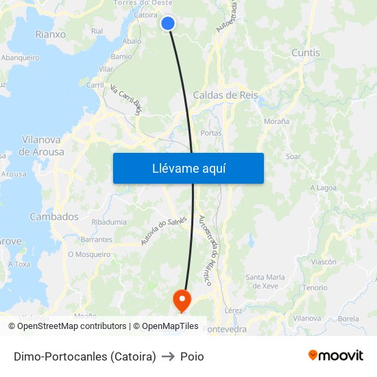 Dimo-Portocanles (Catoira) to Poio map