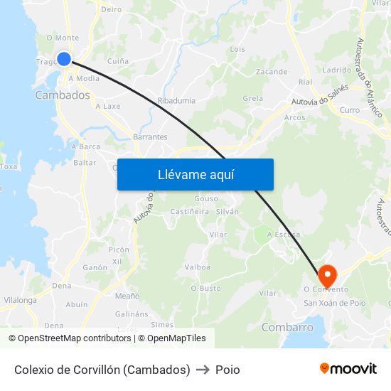 Colexio de Corvillón (Cambados) to Poio map