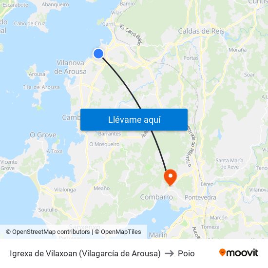 Igrexa de Vilaxoan (Vilagarcía de Arousa) to Poio map